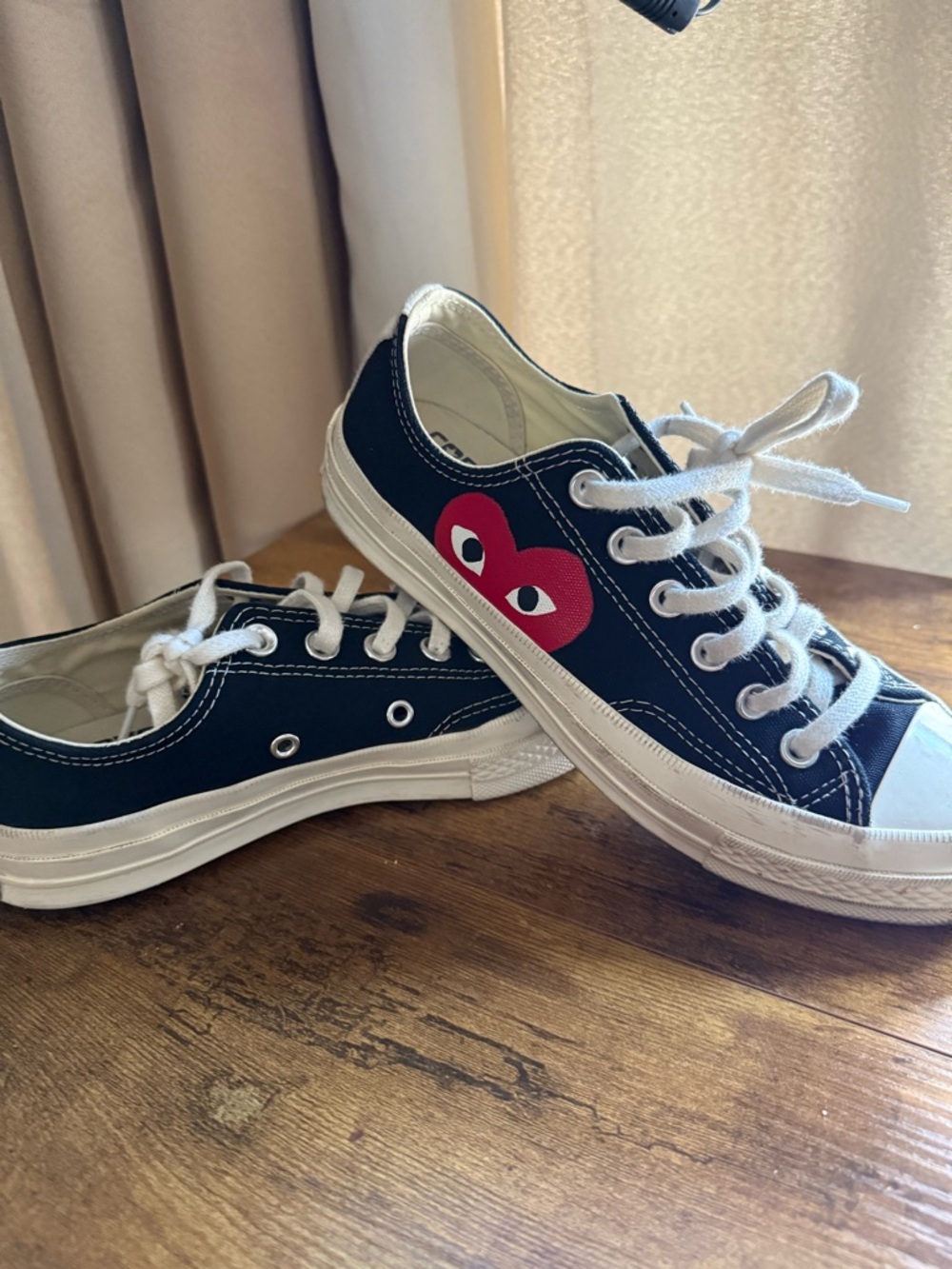 Comme des Garcons PLAY Black Canvas Low-Top Sneakers with Red Heart